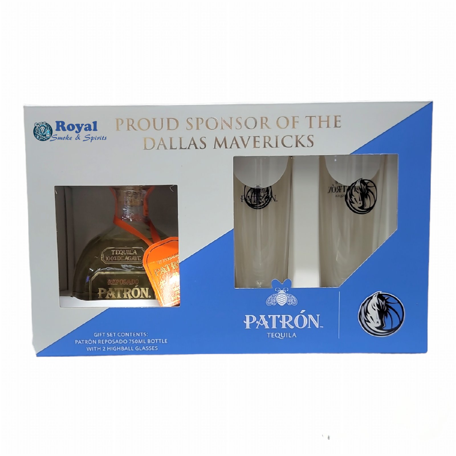 Patron Reposado Tequila (750ml) with 2 glasses