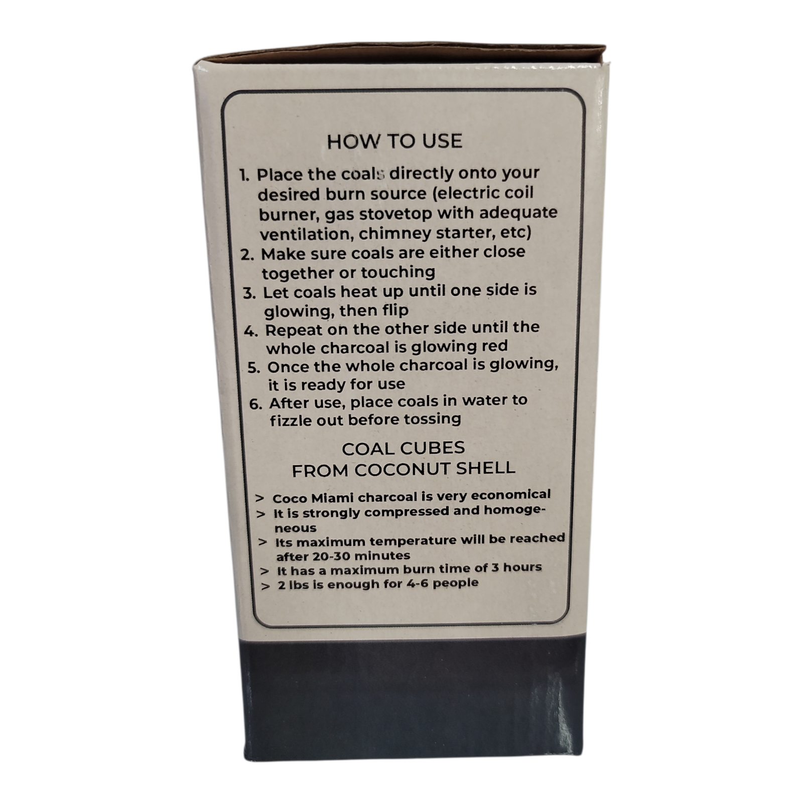 Coco Miami 100% Natural Coconut Charcoal (72 Pieces) - Image 3