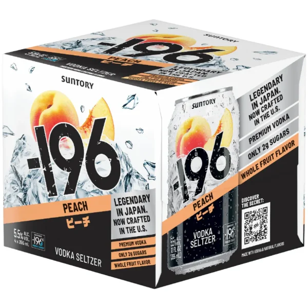 -196 Peach Vodka Seltzer (4pk X 355ml) Cans