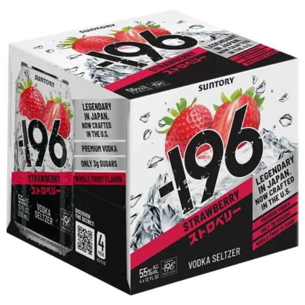 -196 Strawberry Vodka Seltzer (4pk X 355ml) Cans