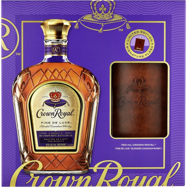Crown Royal Fine Deluxe Blended Canadian Whiskey 750ml with Flask