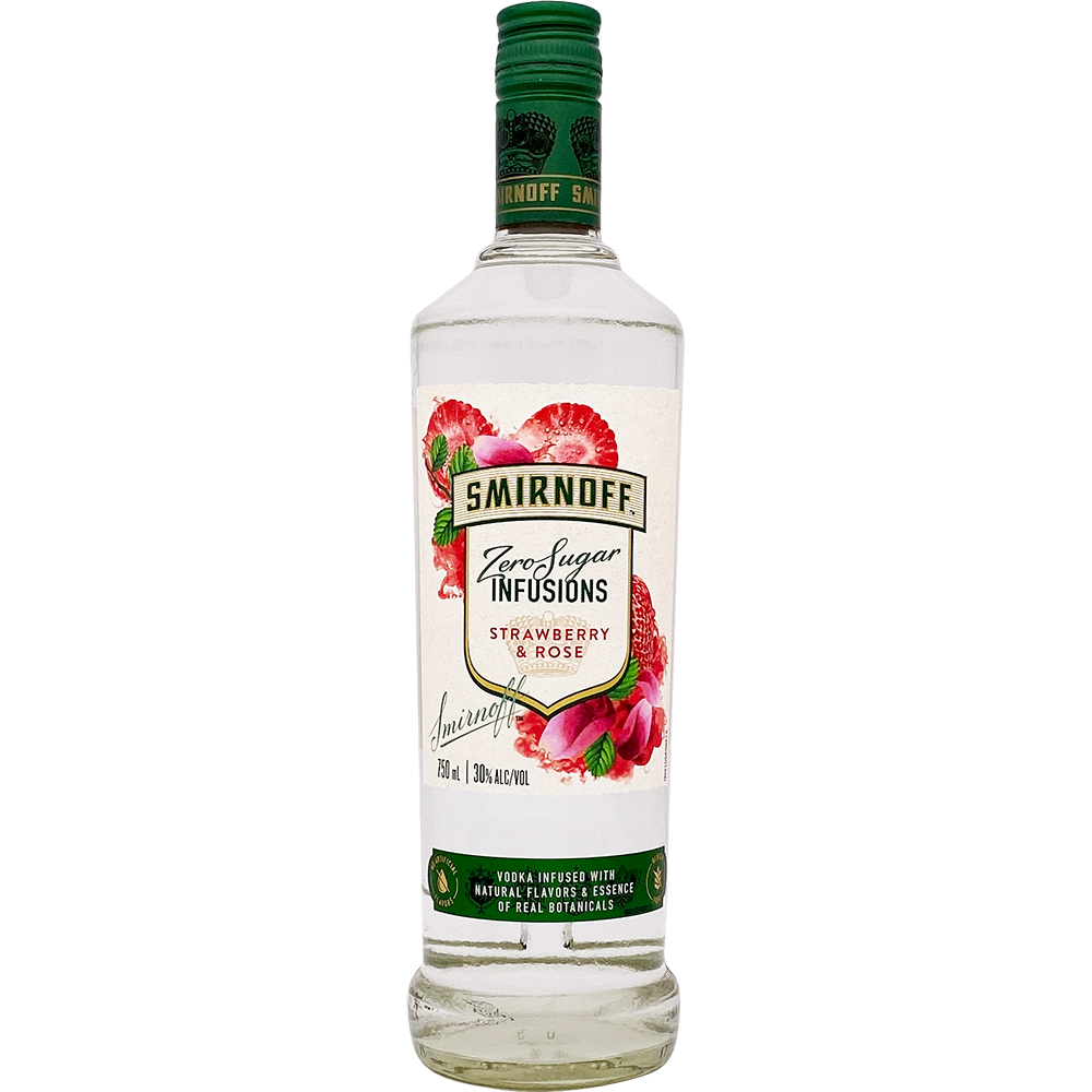 Smirnoff Zero Sugar Infusions Strawberry & Rose Vodka (750ml)